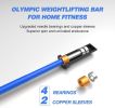 Blue Olympic Barbell Bar, 4Ft Solid Chrome Weight Bar with Bearings, 400Lbs Capacity Weightlifting Bar for Home Gym Workout Strength Training Squat