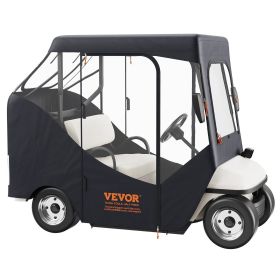 VEVOR Golf Cart Enclosure, 600D Polyester Driving Enclosure with 4-Sided Transparent Windows (Car Cover Size: 58 x 36 x 58 inch, Color: Black)