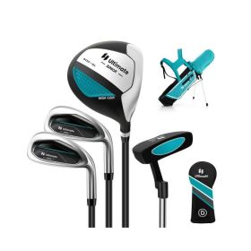 Junior Complete Golf Club Set for Kids with Rain Hood Right Hand Children Golf Age 8-10 Years Old (Color: Blue)