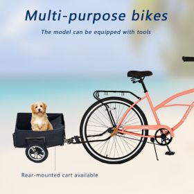 Multifunction 26 Inch Single Speed Bike, Steel Frame, Upright Comfortable Seat, Rear Roller Coaster Brakes, Multi-function Rear Shelf, Multicolor (Color: Orange)