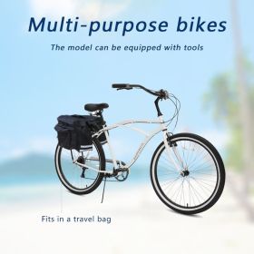 Multifunction 26 Inch 7 Speed Bike, Steel Frame, Upright Comfortable Seat, U-brake, Multi-function Rear Rack, Multicolor (Color: Black)