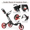 3 Wheel Folding Golf Push Cart with Scoreboard and Adjustable Handle