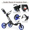 3 Wheel Folding Golf Push Cart with Scoreboard and Adjustable Handle