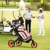 3 Wheel Folding Golf Push Cart with Scoreboard and Adjustable Handle