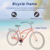 Multifunction 26 Inch Single Speed Bike, Steel Frame, Upright Comfortable Seat, Rear Roller Coaster Brakes, Multi-function Rear Shelf, Multicolor