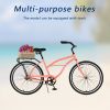 Multifunction 26 Inch Single Speed Bike, Steel Frame, Upright Comfortable Seat, Rear Roller Coaster Brakes, Multi-function Rear Shelf, Multicolor