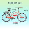 Multifunction 26 Inch Single Speed Bike, Steel Frame, Upright Comfortable Seat, Rear Roller Coaster Brakes, Multi-function Rear Shelf, Multicolor